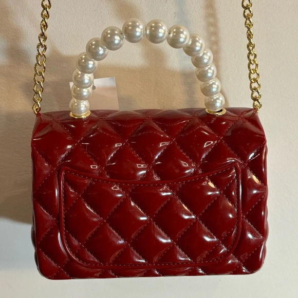 EMPERIA Jelly Quilted Look Mini Crossbody Bag in Deep Burgundy NEW WITH TAGS - Picture 11 of 15